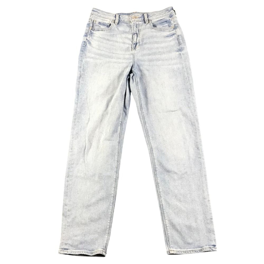 American Eagle Womens Light Wash High Waisted Mom Jeans Stretch Denim Size 10